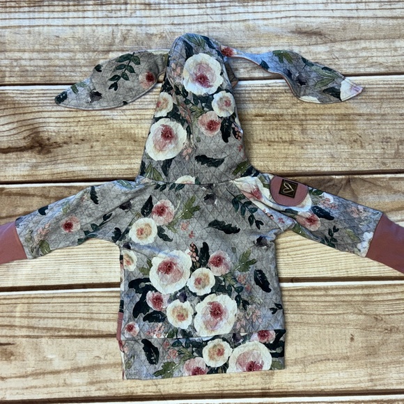 Hooded Sweatshirt with Bunny Ears NWT Size 3-12 mo - HANDMADE - *HAVE SISTER SET - Picture 3 of 5